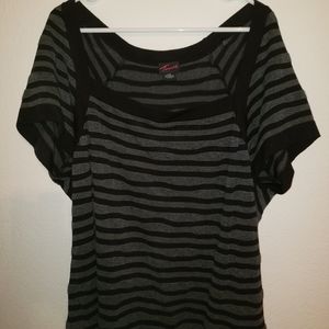 Square neck striped blouse